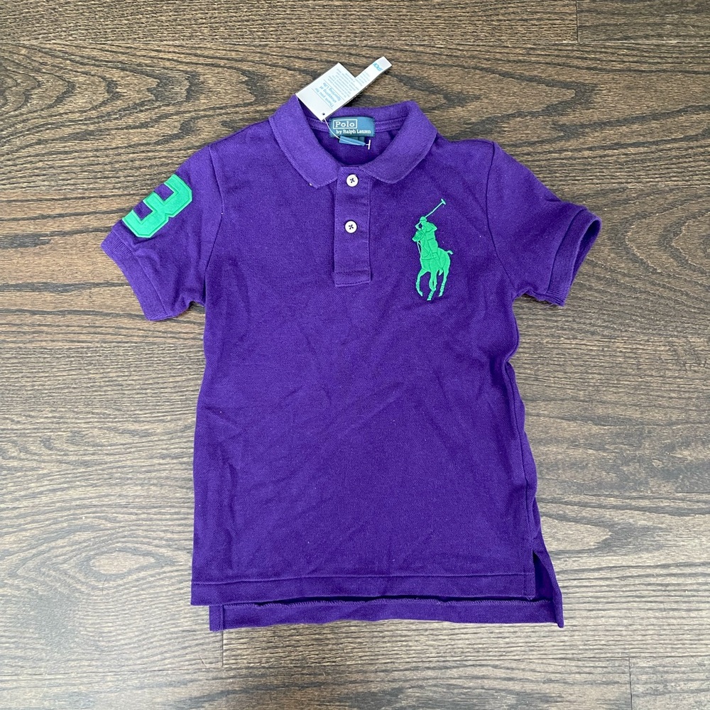 NWT Ralph Lauren Boys Purple Polo Shirt/ Big Pony3 Size 5